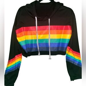 Rainbow cropped sweatshirt hoodie